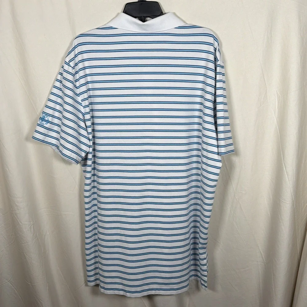 Polo Golf Ralph‎ Lauren Polo Shirt XL Blue White Stripe Performance Golf CC